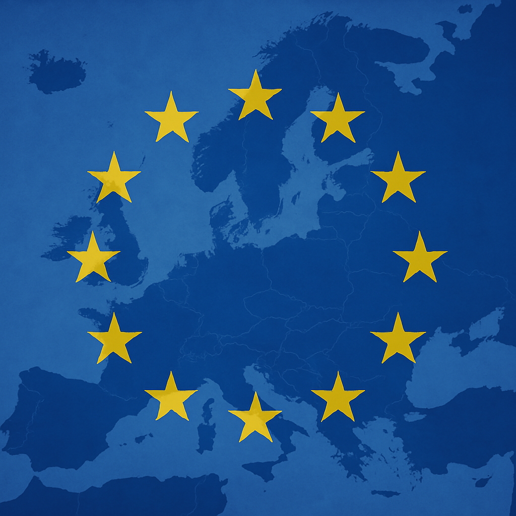 Mapa EÚ s vlajkou Európskej únie